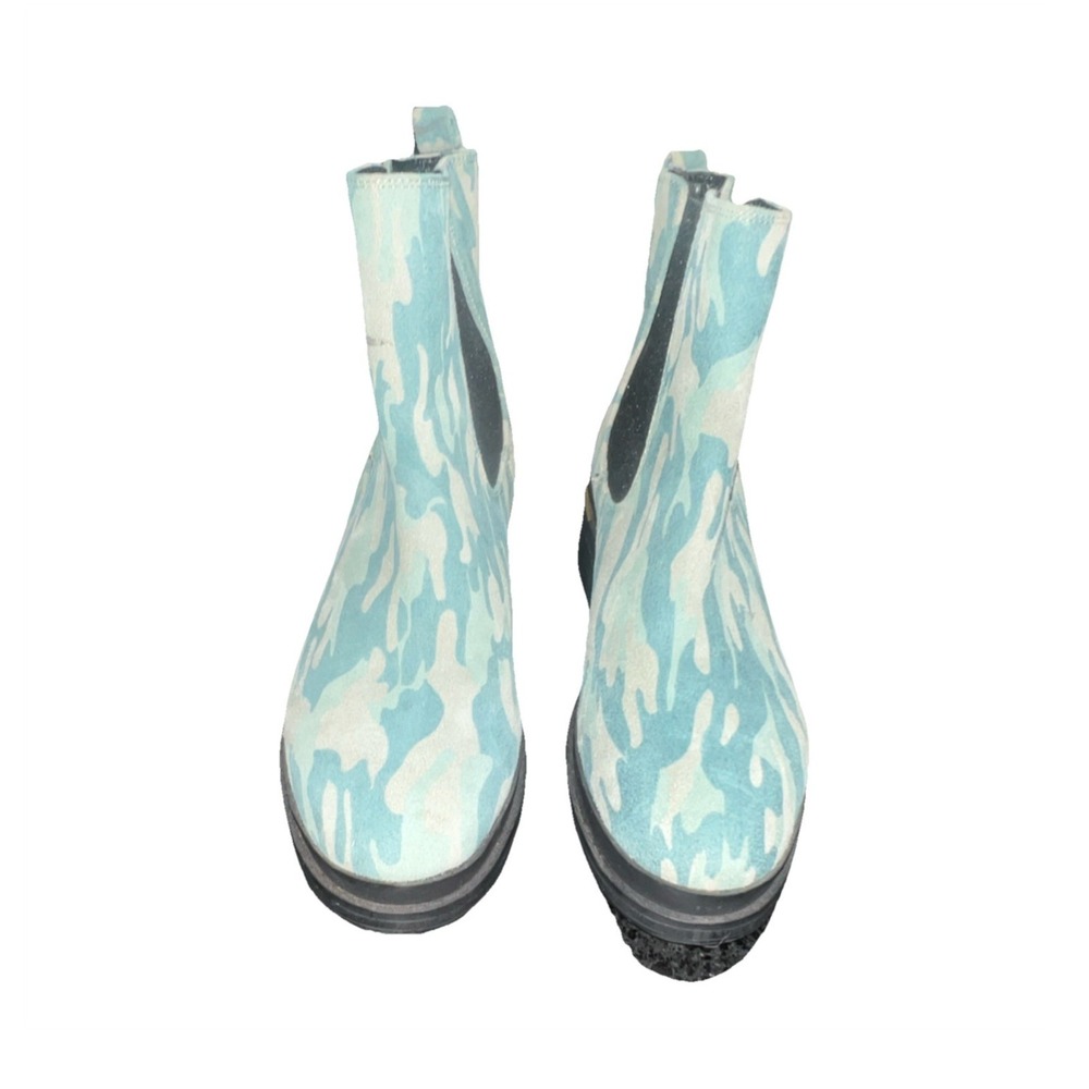 15N17/ Kenneth Cole Men's Chelsea Boots Blue White Camouflage Textile Sz 10
